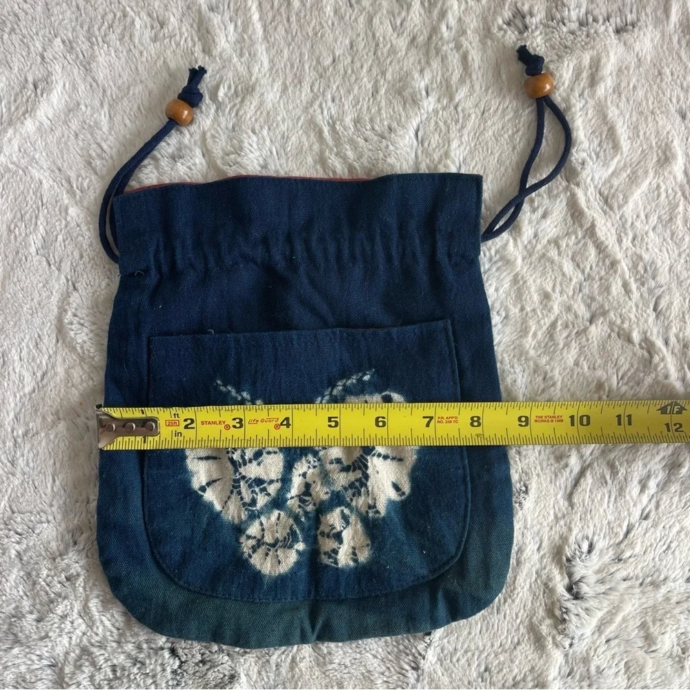 Blue Butterfly Drawstring Bag